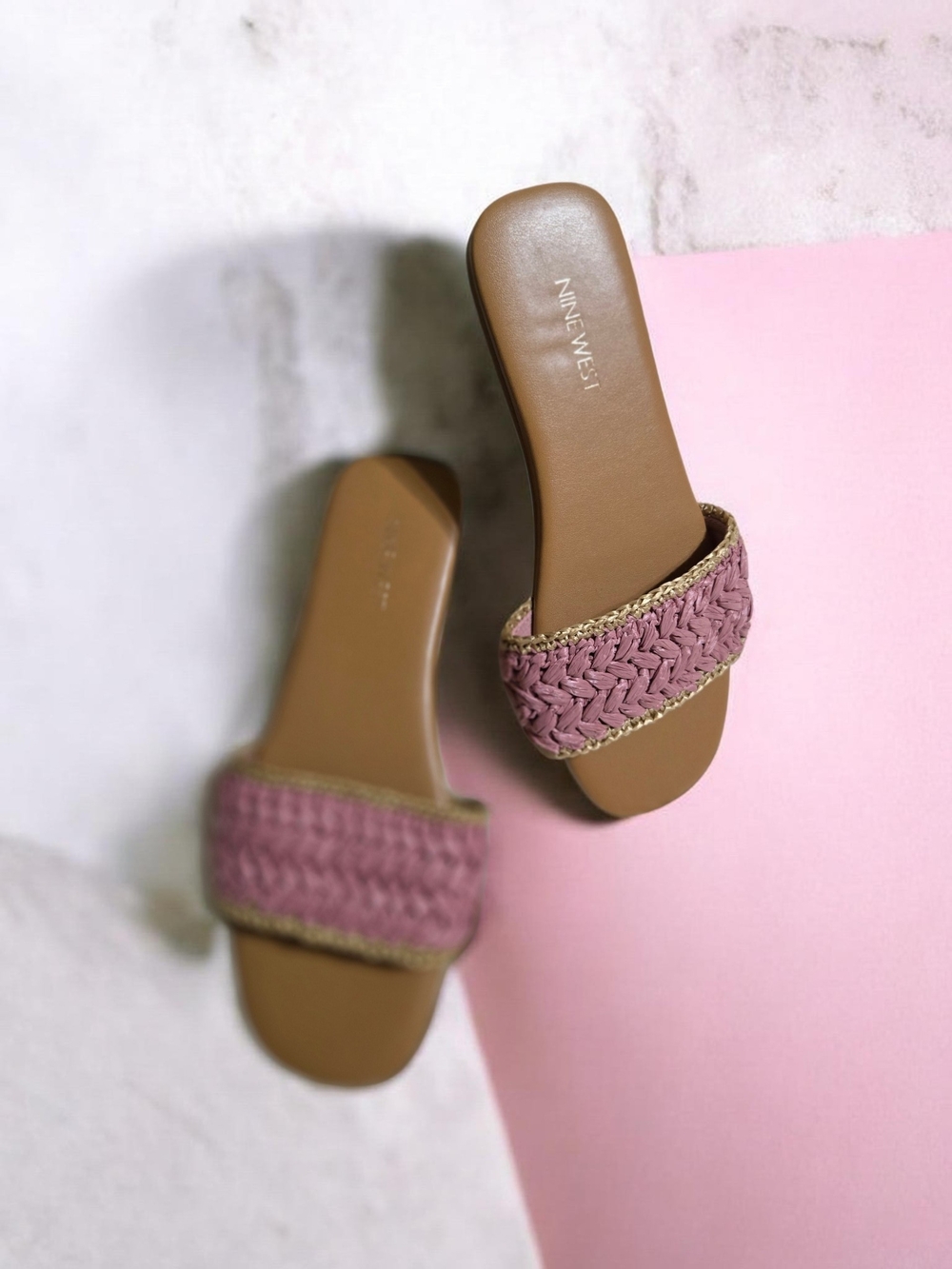 Nine West Pink Braided Slide Sandals NWOB size 8